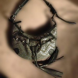 DKNY Monogrammed Brocade Saddle Shoulder Bag